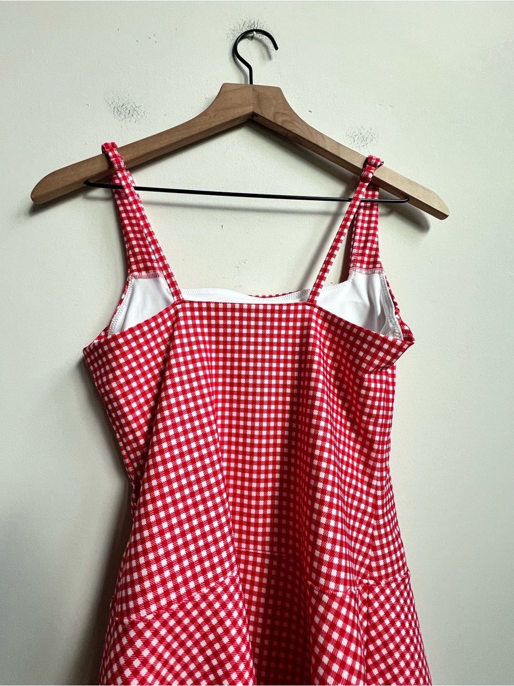 Abercrombie YPB sculptLUX Squareneck Active Dress Red Gingham Picnic skort - Picture 10 of 11